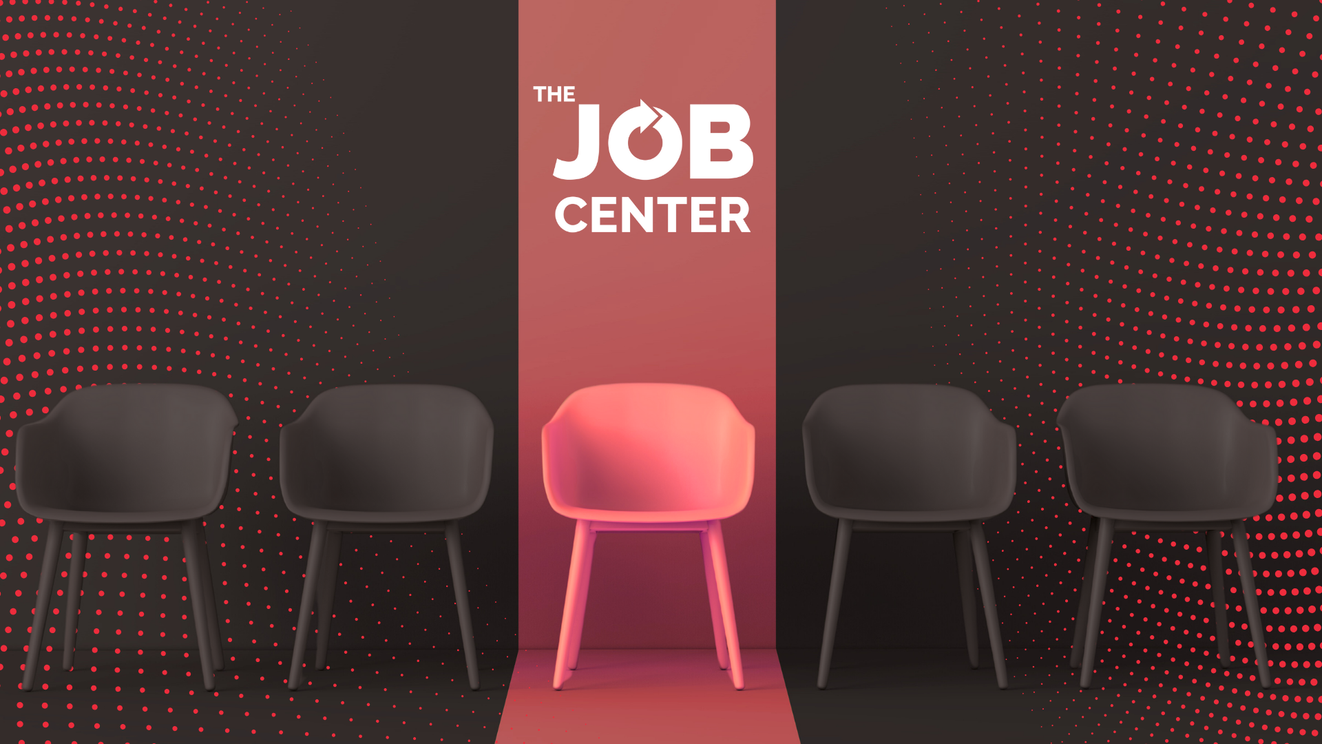 A single chair in a row of chairs is lit up by a column of light, symbolizing high applicant volume